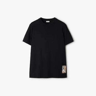 Check Label Cotton T-shirt in Black - Men | Burberry® Official