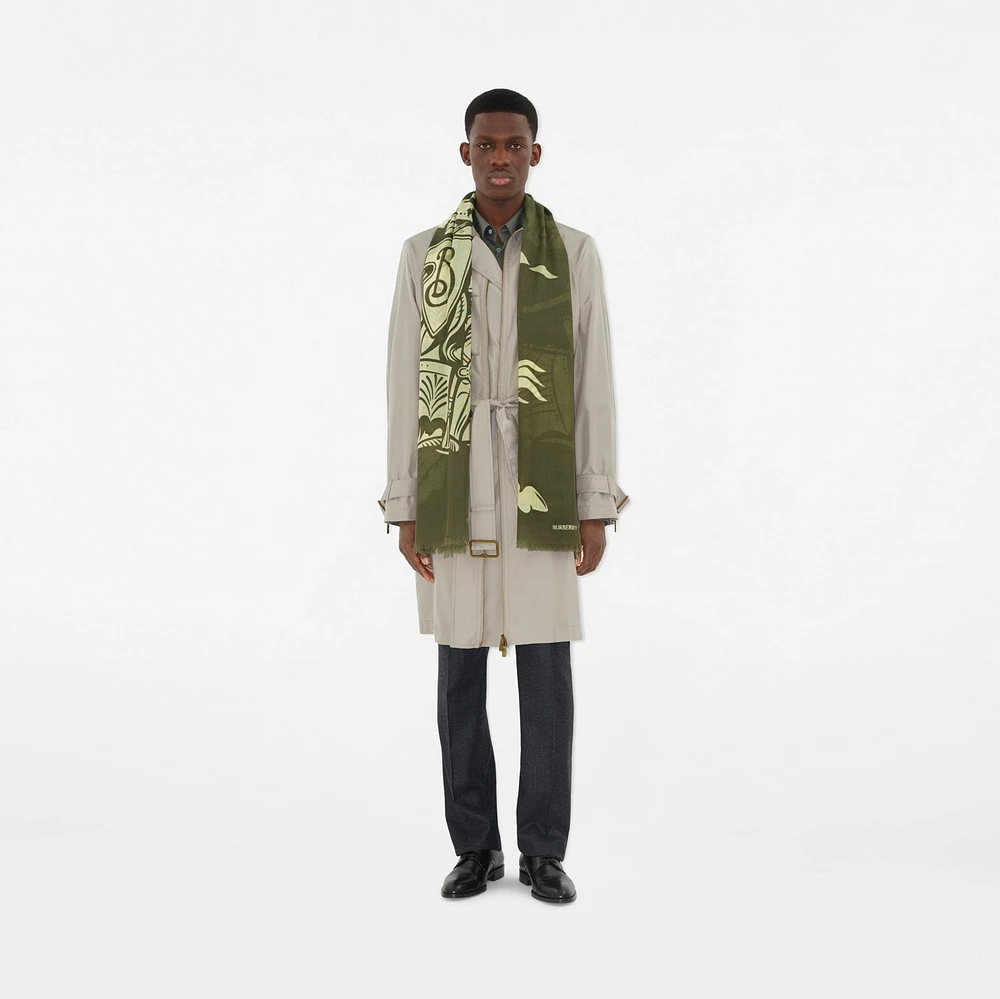 Wide EKD Wool Scarf in Pea | Burberry® Official