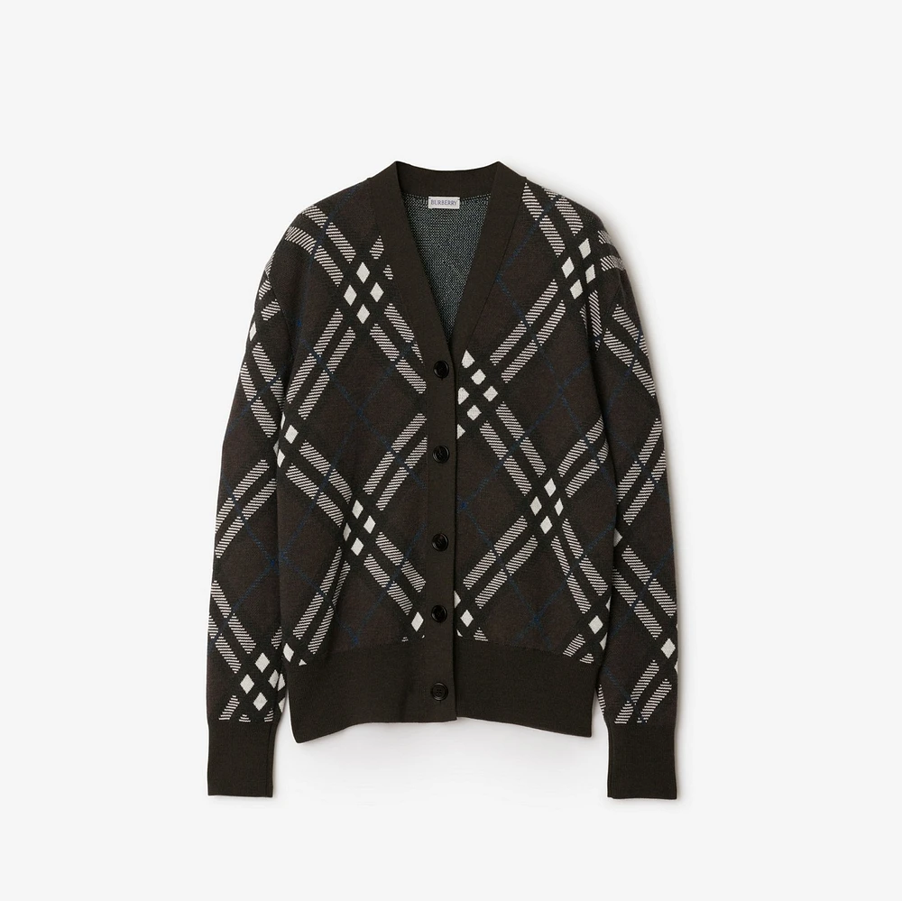 Check Wool Blend Cardigan in Snug - Women, Nylon | Burberry® Official