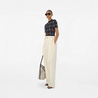 Check Wool Blend Top in Ink/chalk - Women | Burberry® Official