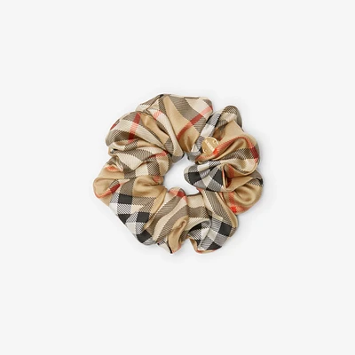 Check Silk Scrunchie in Sand | Burberry® Official
