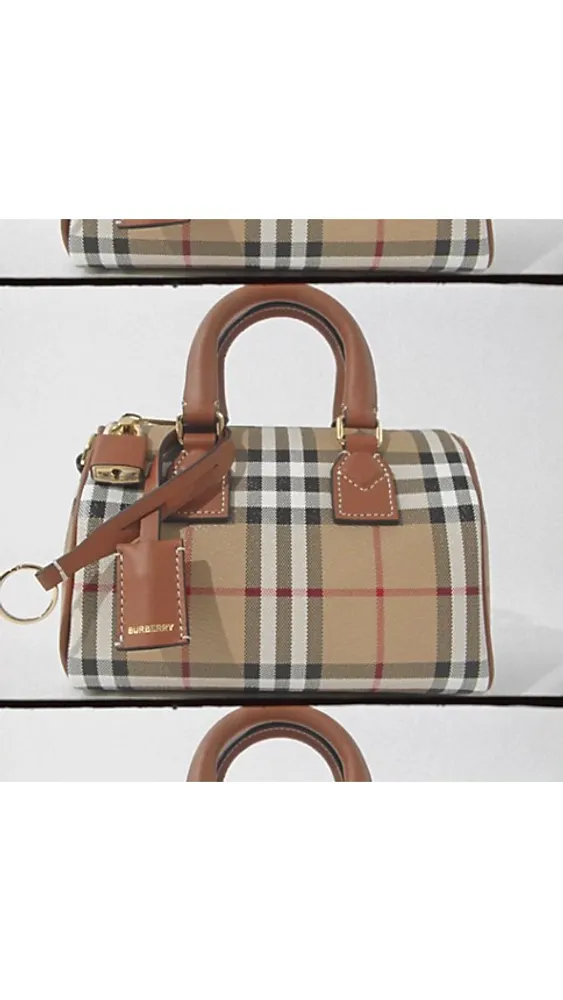Mini Check Bowling Bag in Archive beige/briar brown - Women, Vintage Check | Burberry® Official