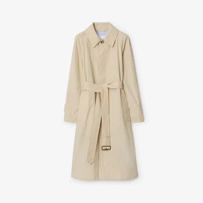 Long Highgrove Gabardine Car Coat in Nutmeg - Women, Cotton | Burberry® Official