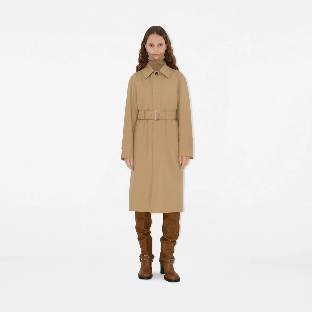 Long Gabardine Car Coat in Flax - Women, Cotton | Burberry® Official