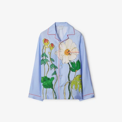 Highgrove Honeybee Silk Pyjama Shirt in Blue - Women | Burberry® Official