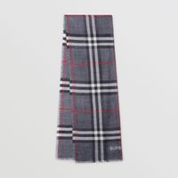 Lightweight Check Wool Silk Scarf in Navy | Burberry® Official