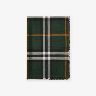 Reversible Check Wool Silk Scarf in Ivy/loch | Burberry® Official