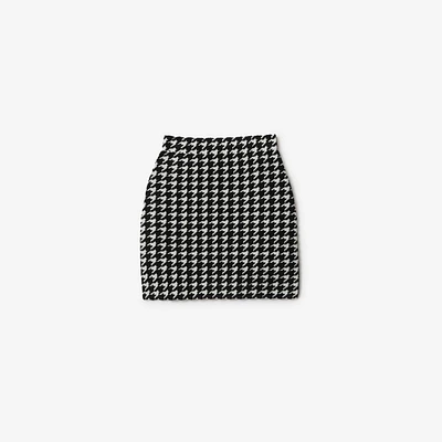 Houndstooth Nylon Blend Mini Skirt in Black - Women, Technical | Burberry® Official