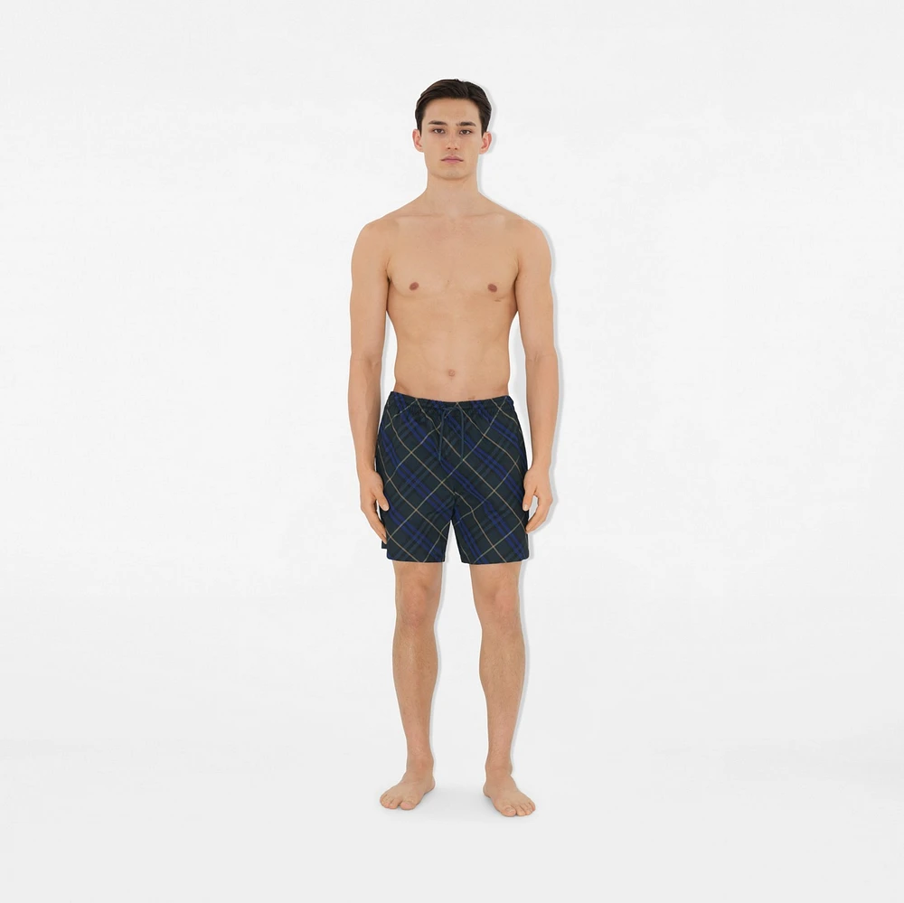 Check Swim Shorts in Midnight - Men, Nylon | Burberry® Official