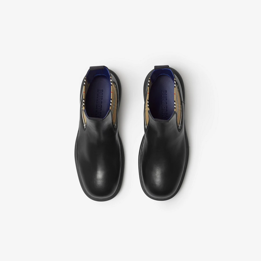 Leather Creeper Low Chelsea Boots in Black/sand - Women | Burberry® Official