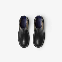 Leather Creeper Low Chelsea Boots in Black/sand - Women | Burberry® Official