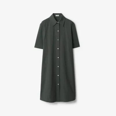Cotton Blend Shirt Dress in Onyx - Women | Burberry® Official