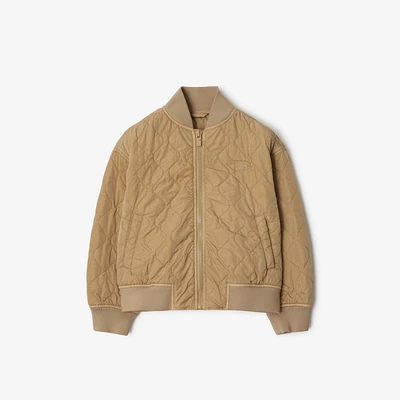 Quilted Nylon Bomber Jacket in Sand | Burberry® Official