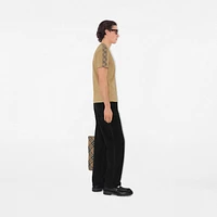 Check Trim Cotton T-shirt in Flax beige - Men | Burberry® Official