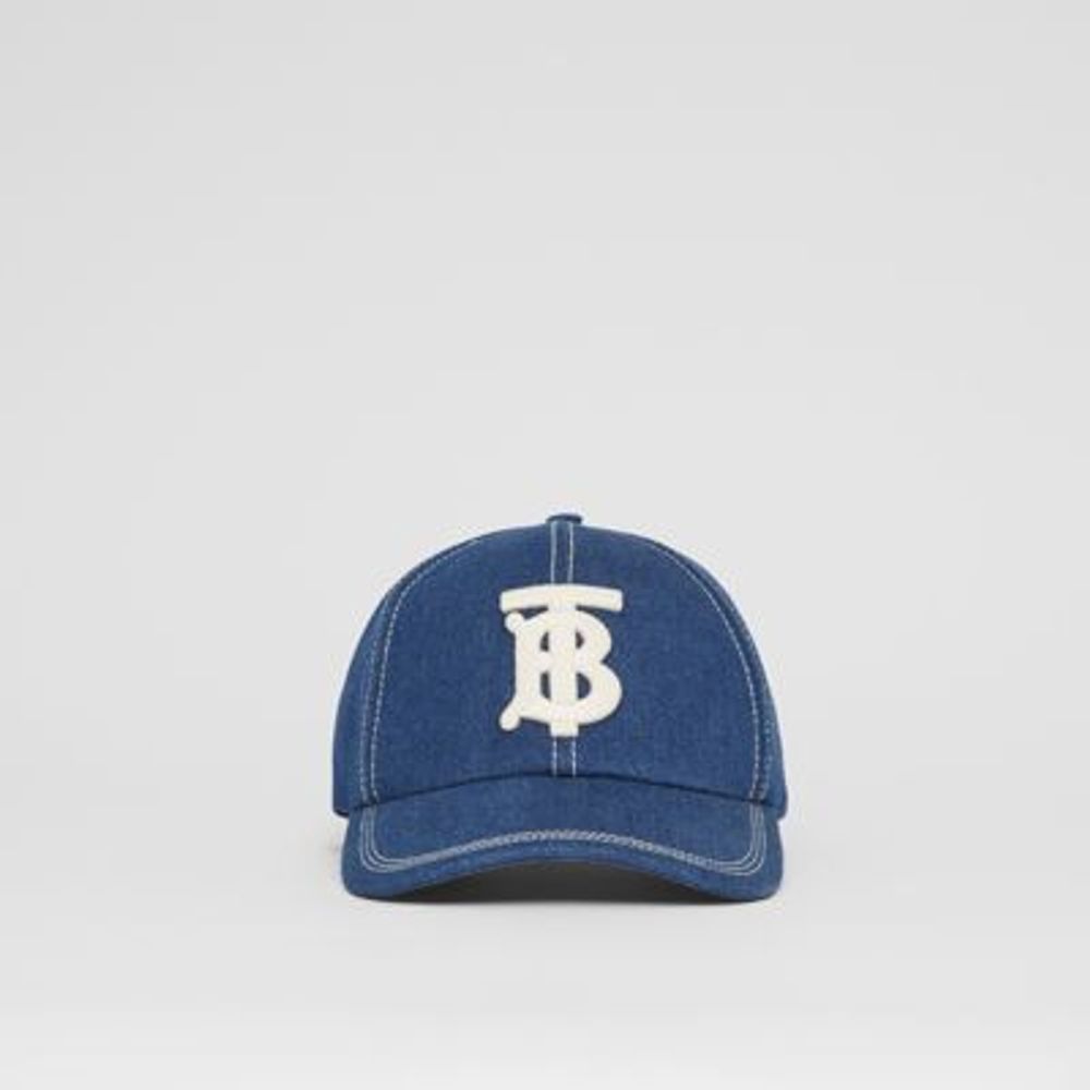 Monogram Motif Topstitched Denim Baseball Cap Dark Canvas Blue | Burberry United States