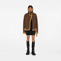 Shearling Aviator Jacket in Moss - Men, Leather | Burberry® Official