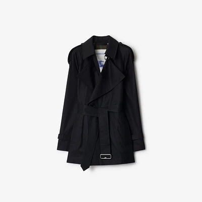 Gabardine Trench Jacket in Black - Women, Cotton | Burberry® Official