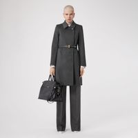 Monogram Motif Cashmere Belted Coat Pewter Melange - Women | Burberry® Official