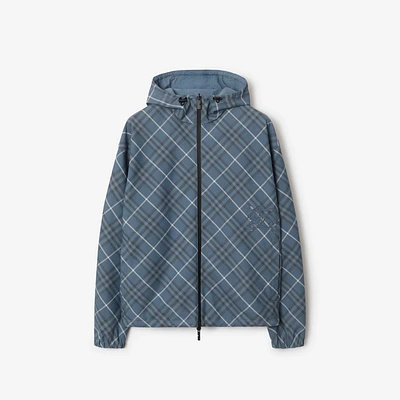 Reversible Check Hooded Jacket in Pewter - Men | Burberry® Official