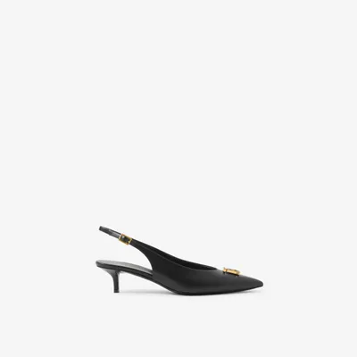 Monogram Motif Leather Slingback Point-toe Pumps Black - Women | Burberry® Official