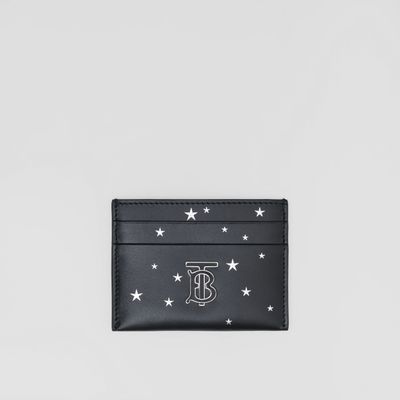 Star Print Leather TB Card Case in Black - Women | Burberry® Official