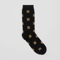 Monogram Motif Cotton Cashmere Blend Socks Black | Burberry® Official