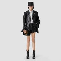 Diamond Quilted Panel Leather Biker Jacket Black - Women | Burberry® Official