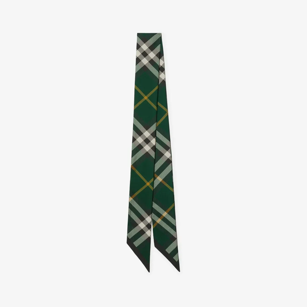 Skinny Check Silk Scarf in Ivy | Burberry® Official