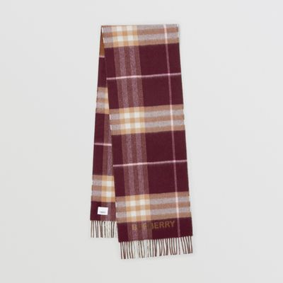 Contrast Check Cashmere Scarf in Dark Birch Brown/ | Burberry® Official