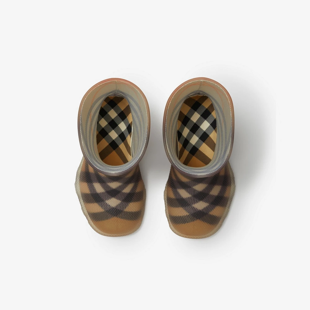 Check Rubber Marsh High Boots in Sand 15/3 Update Tab 1 - Children | Burberry® Official