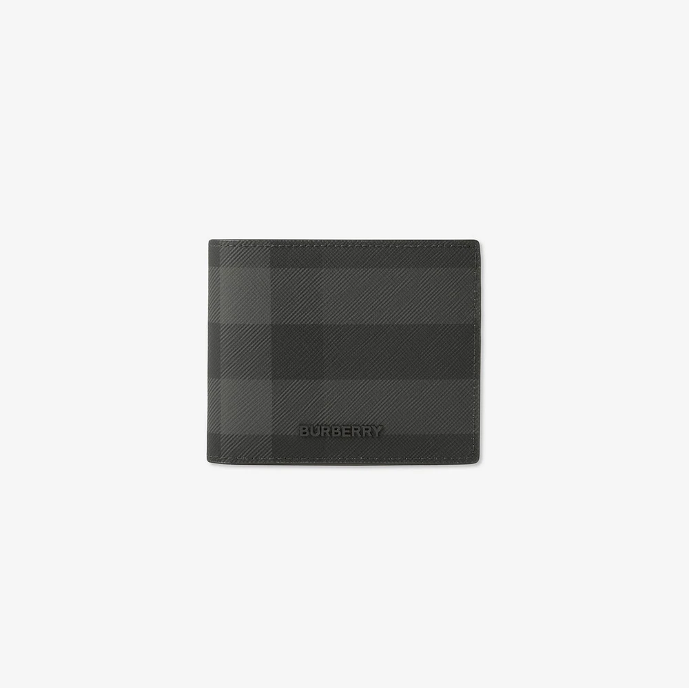 Check Slim Bifold Wallet in Charcoal - Men, Canvas | Burberry® Official