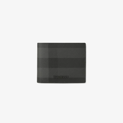 Check Slim Bifold Wallet in Charcoal - Men, Canvas | Burberry® Official
