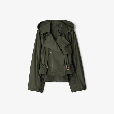 Satin Hooded Trench Jacket in Shale - Women | Burberry® Official