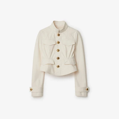 Cropped Cotton Jacket in Off white - Women | Burberry® Official