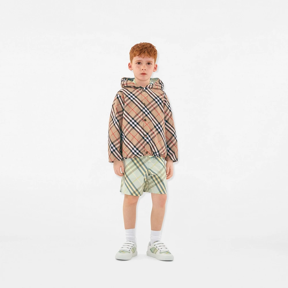 Reversible Check Cotton Blend Jacket in Breeze | Burberry® Official
