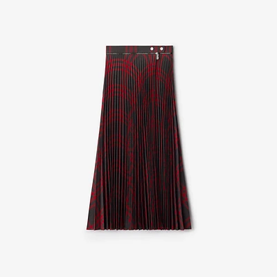 Pleated Wool Blend Skirt in Loch - Women, Technical | Burberry® Official