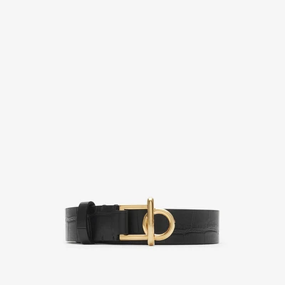 Leather Rocking Horse Belt in Black - Women | Burberry® Official