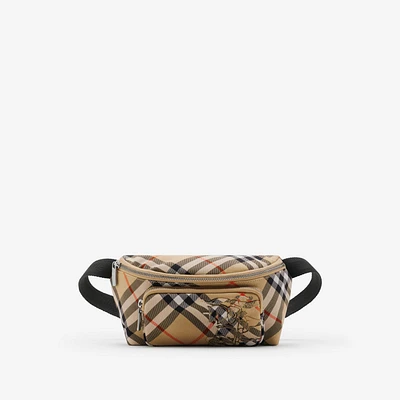 Small Check Belt Bag in Sand - Men, Nylon | Burberry® Official