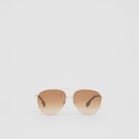 Vintage Check Detail Pilot Sunglasses in Light Brown - Women | Burberry® Official