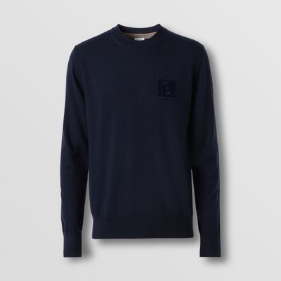 Letter Graphic Wool Sweater Navy - Men | Burberry® Official