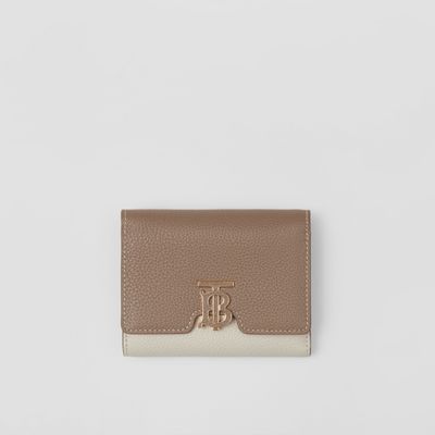 Tri-tone Grainy Leather TB Folding Wallet in Camel/archive Beige/warm Tan - Women | Burberry® Official