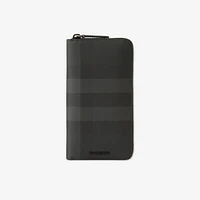 Check Zip Wallet in Charcoal - Men, Canvas | Burberry® Official