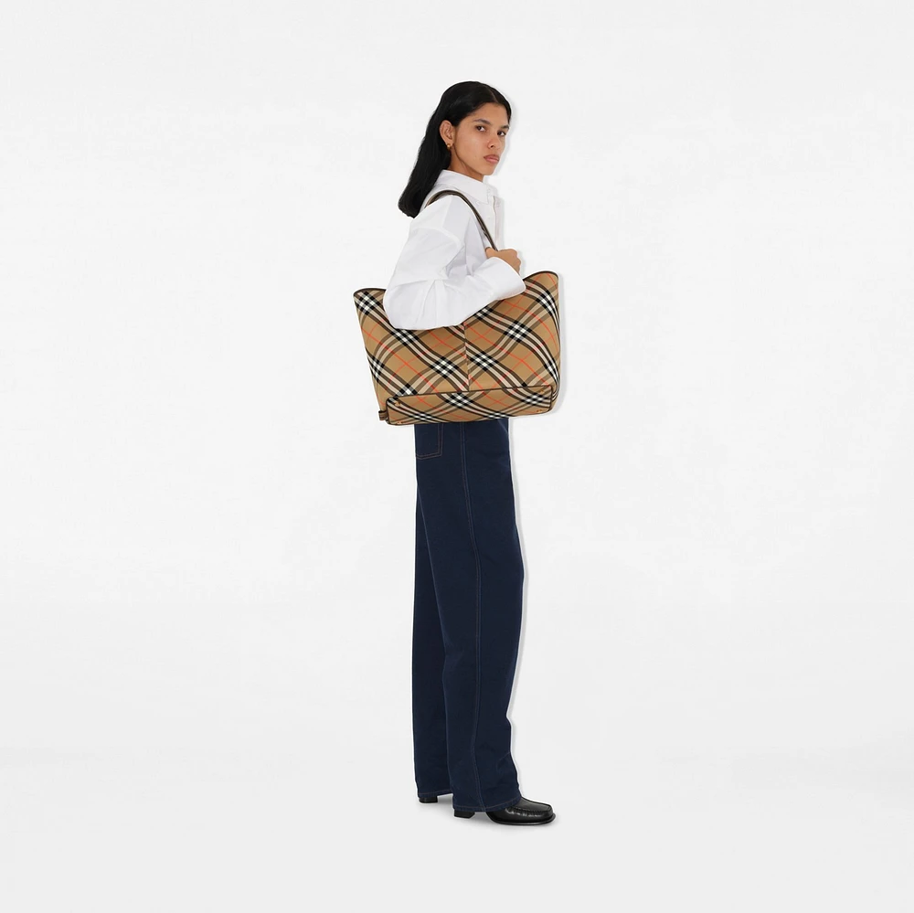 Medium Check Tote in Sand - Women | Burberry® Official