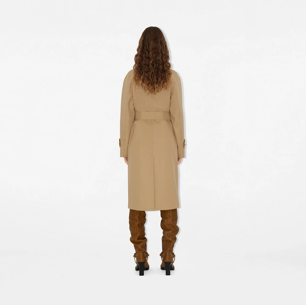 Long Gabardine Car Coat in Flax - Women, Cotton | Burberry® Official