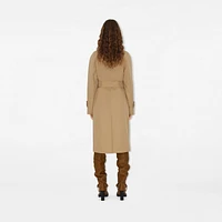 Long Gabardine Car Coat in Flax - Women, Cotton | Burberry® Official