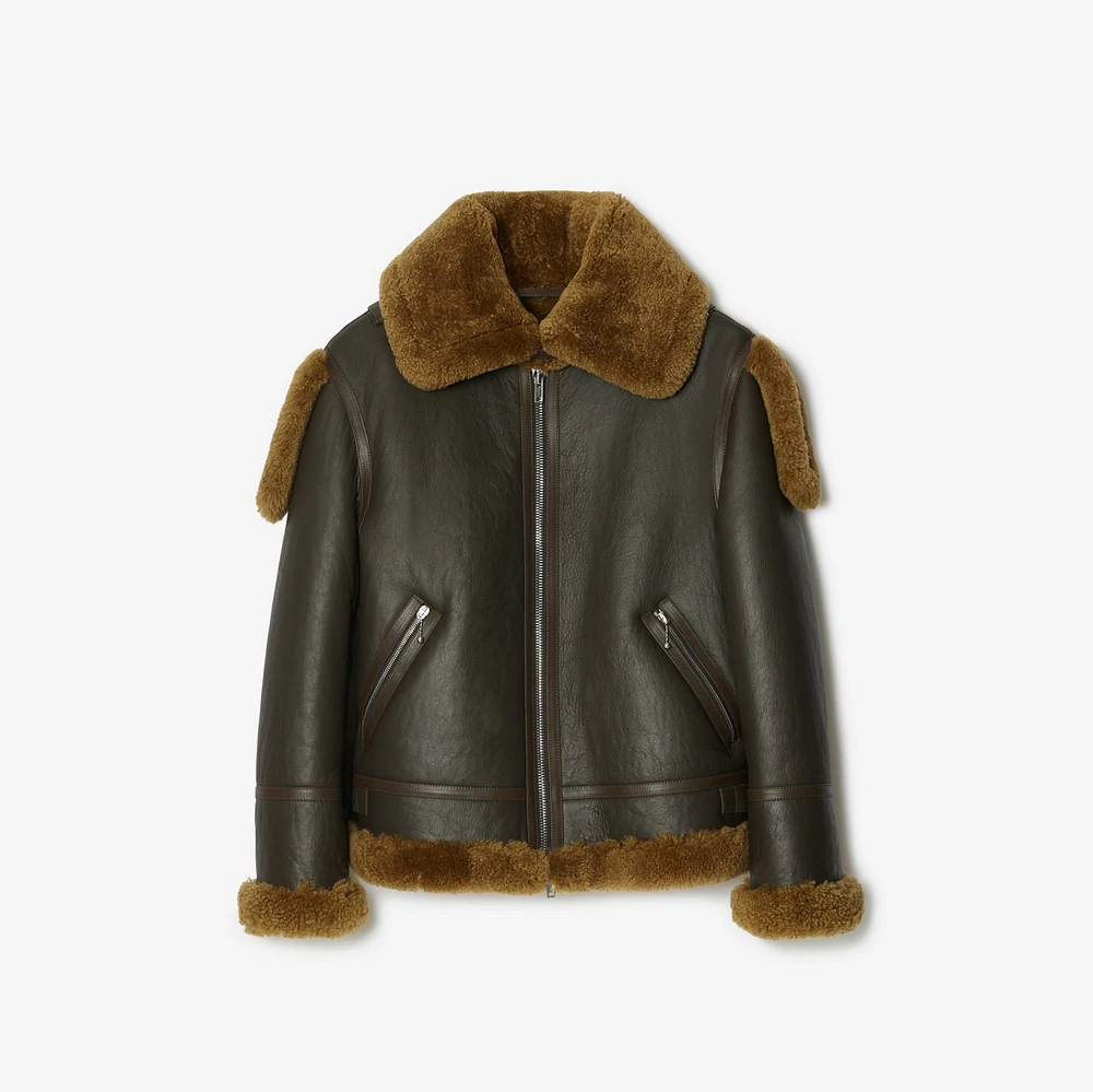 Shearling Aviator Jacket in Otter - Women | Burberry® Official