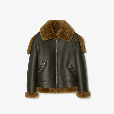 Shearling Aviator Jacket in Otter - Women | Burberry® Official