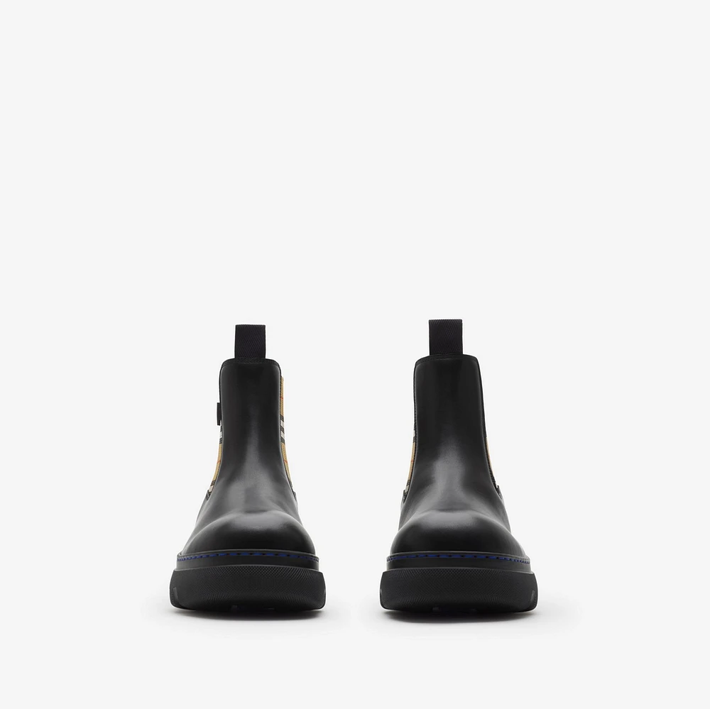 Leather Creeper Low Chelsea Boots in Black/sand - Women | Burberry® Official