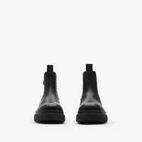 Leather Creeper Low Chelsea Boots in Black/sand - Women | Burberry® Official