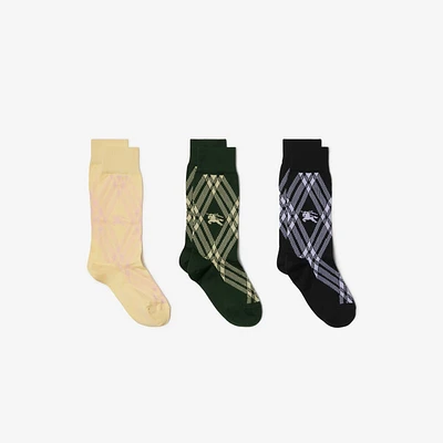 Check Cotton Blend Socks in Black/white | Burberry® Official